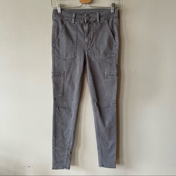 American Eagle Next Level Stretch Gray High Rise Jeggings - Size: 4 Regular - Picture 10 of 11